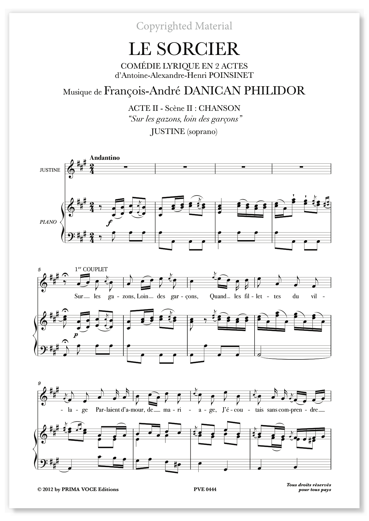 Philidor • SORCIER (LE) "Sur les gazons, loin des garçons" (soprano)