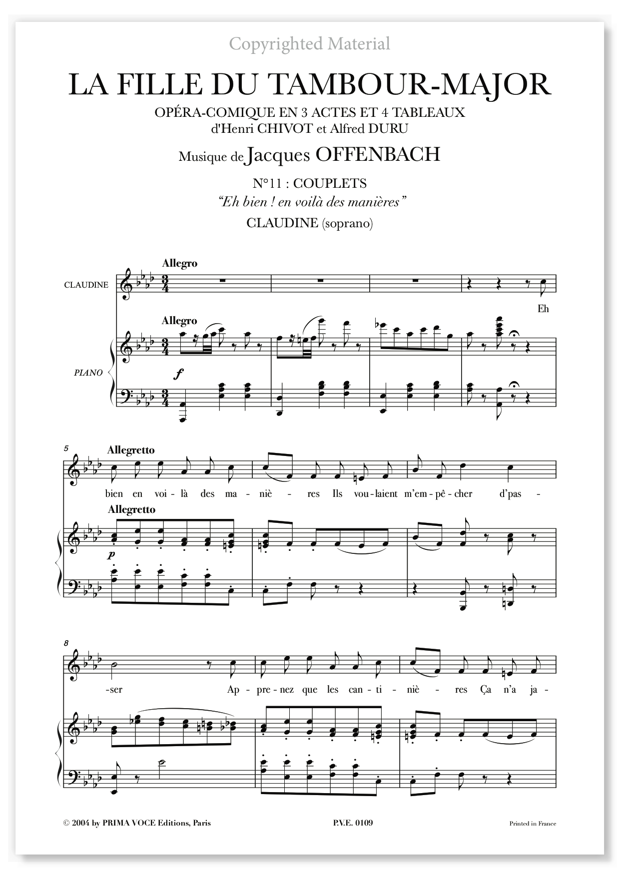 Offenbach • FILLE DU TAMBOUR-MAJOR (LA) "Eh bien ! en voilà des manières" (sop.)