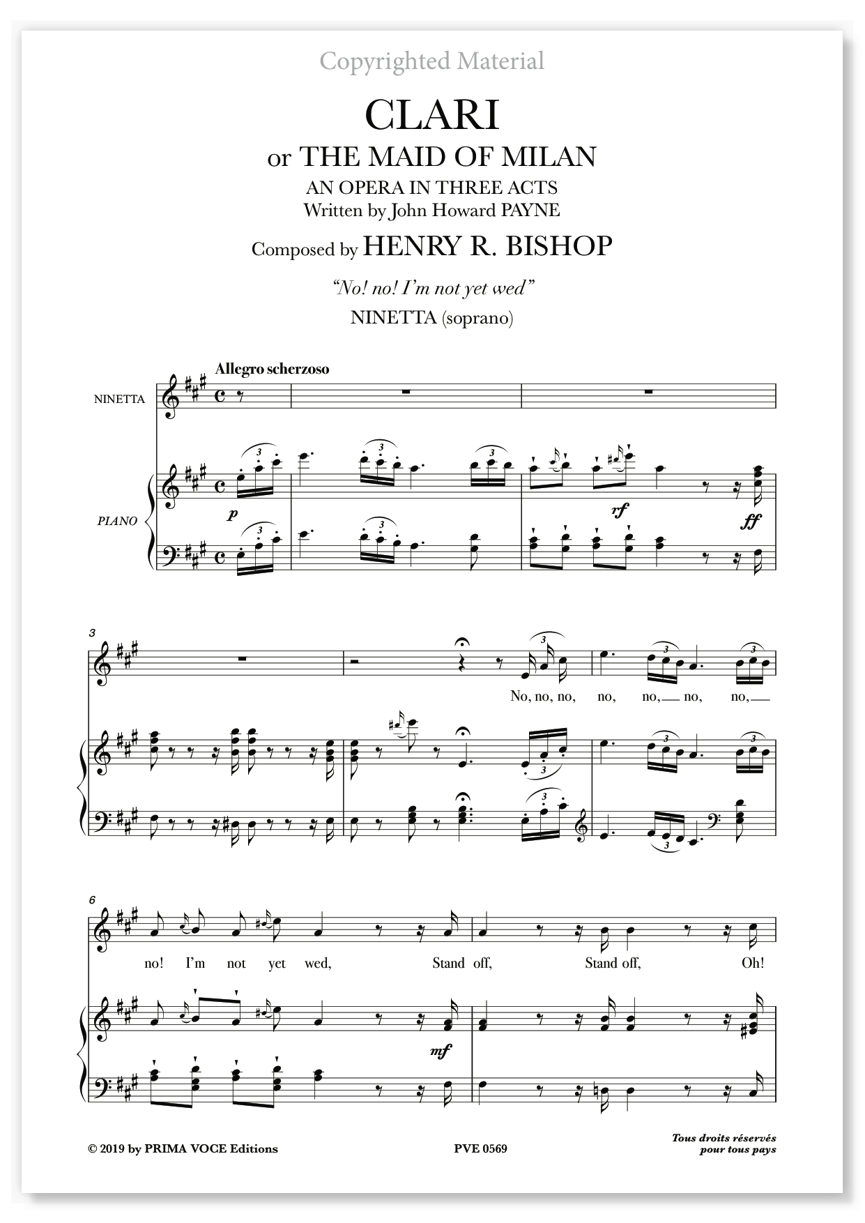 Bishop • CLARI or THE MAID OF MILAN • "No! no! I'm not yet wed" (soprano)