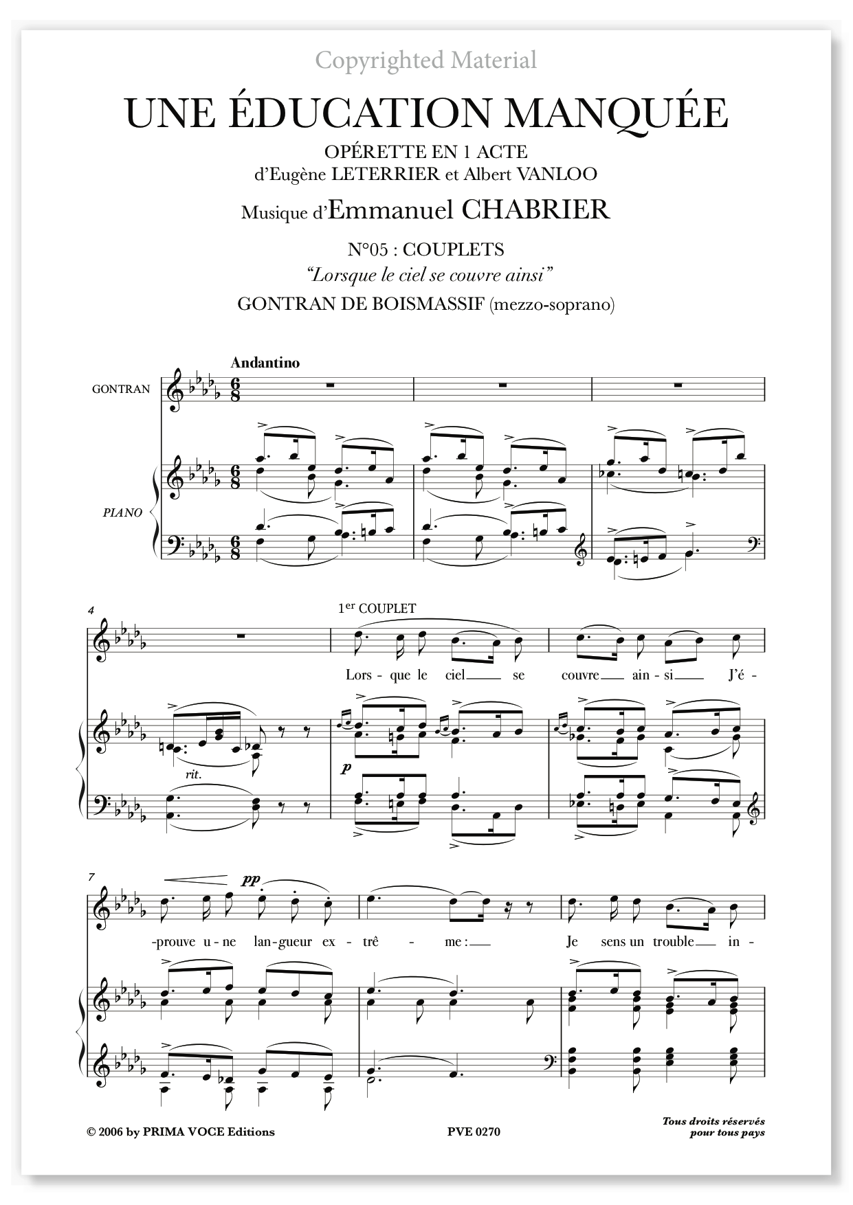 Chabrier • UNE ÉDUCATION MANQUÉE • "Lorsque le ciel se couvre ainsi" (mezzo)