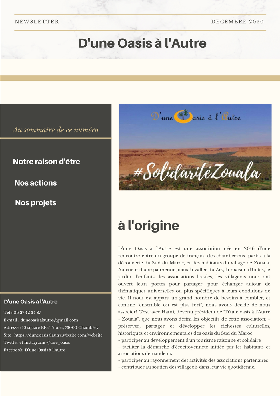Newsletter - Décembre 2020