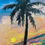Thumbnail: Sunset pink sky on beach acrylic painting by Amber Ruehe