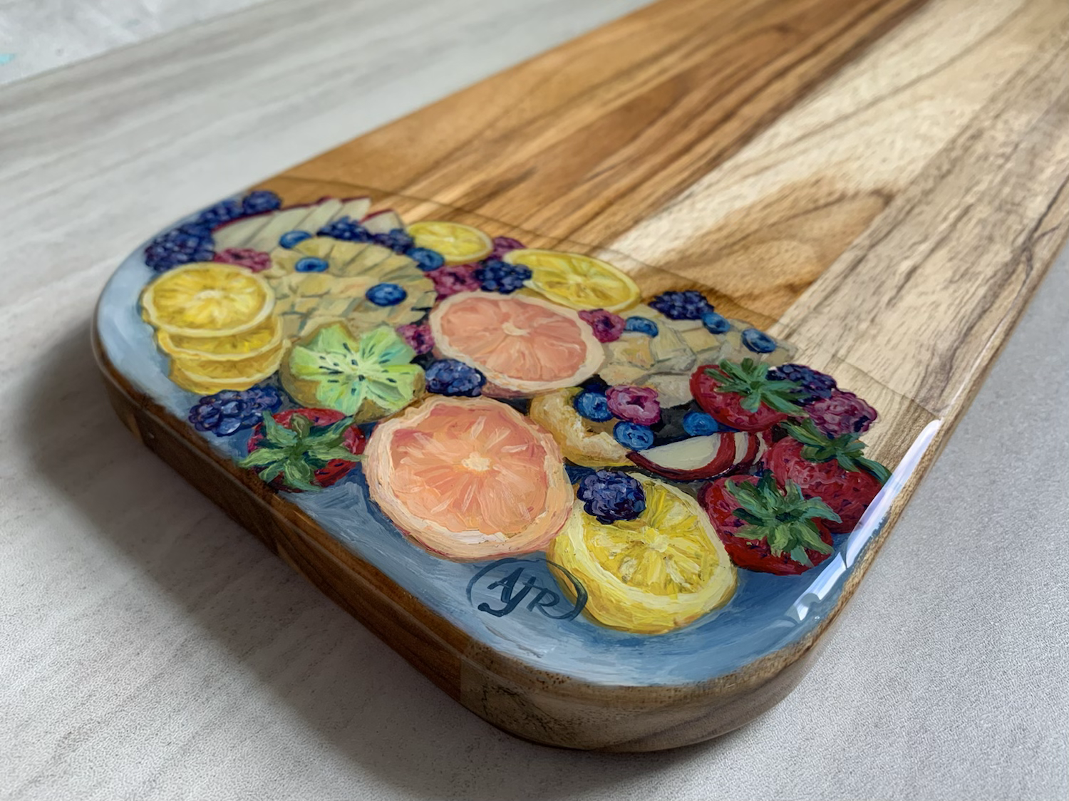 Fruit variety wood charcuterie board
