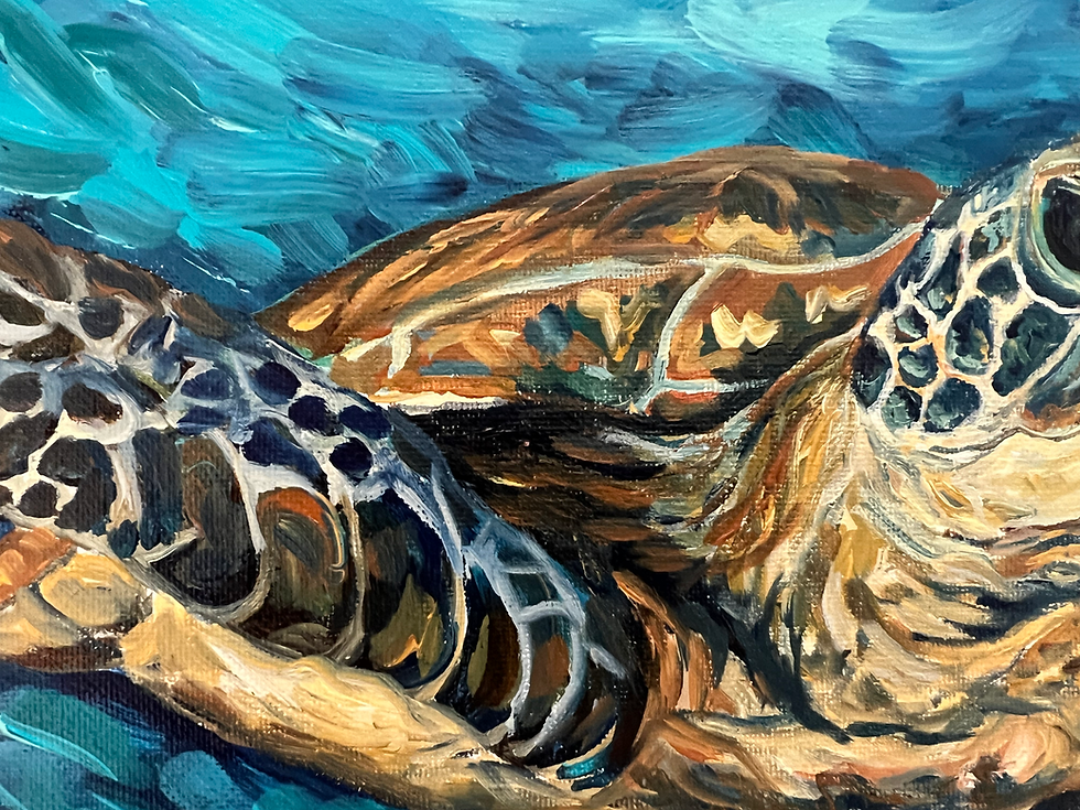 Thumbnail: Sea turtle acrylic painting on canvas panel
