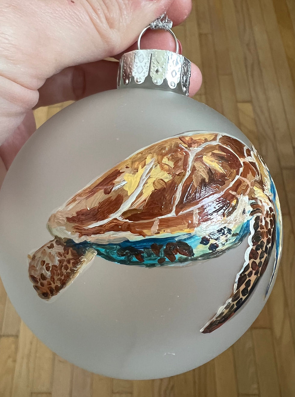 Thumbnail: Sienna Sea turtle frosted glass ornament 