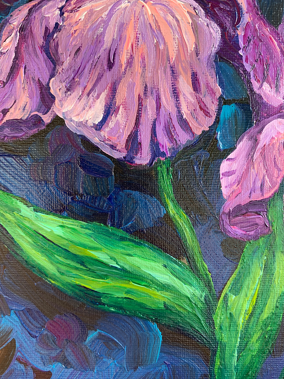 Thumbnail: Irises flower acrylic painting 
