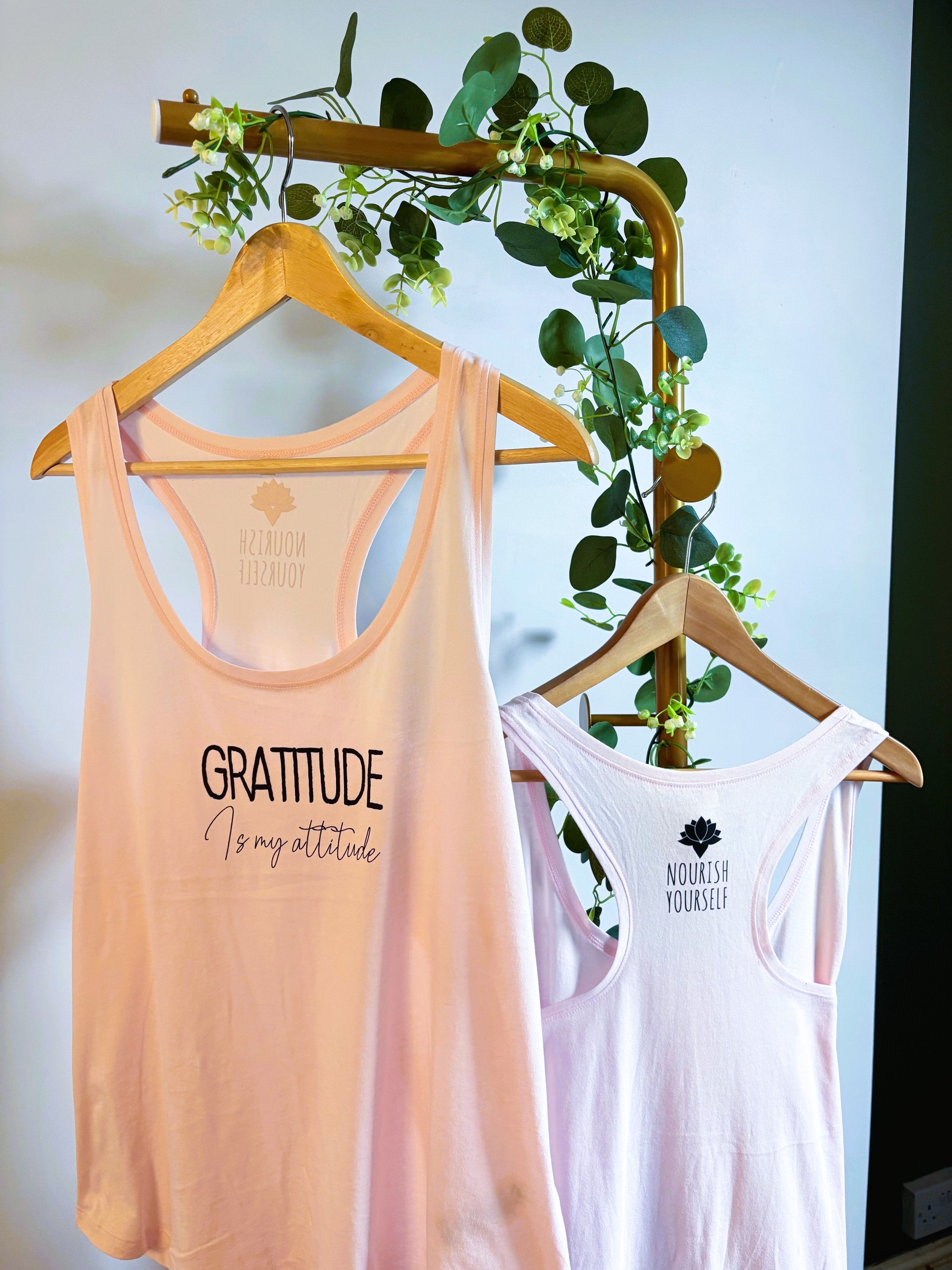 The Gratitude Longline Racer Vest - Archive Collection Pink | Organic Cotton