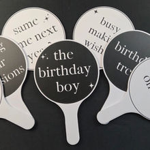Birthday photo booth props for adult birthday celebrations.