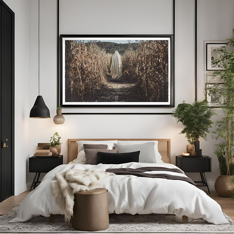 Thumbnail: Phantom: Halloween Fall Ghost, Moody Rustic Landscape, Cornfield Autumn Prints