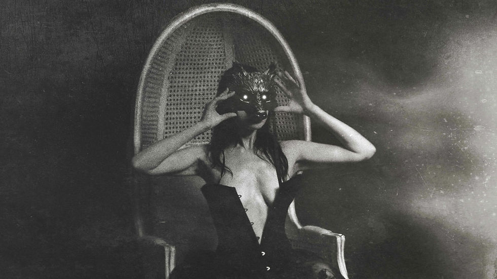 Thumbnail: Lycon: Wolf Mask Woman Portrait, Animal Poster Print, Vintage Gothic Wall Canvas