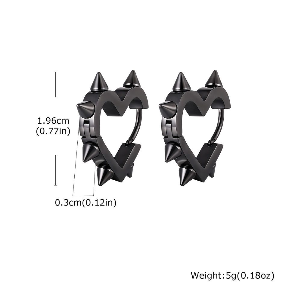 Thumbnail: Creative Gothic Punk Rivet Heart Hoop Earrings, Stainless Steel Geometric Pierci