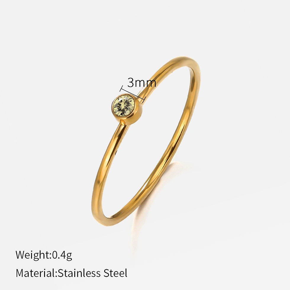 Thumbnail: SUNIBI Stainless Steel Birthstone Ring for Woman Gold Color Simple Style Ring Fe
