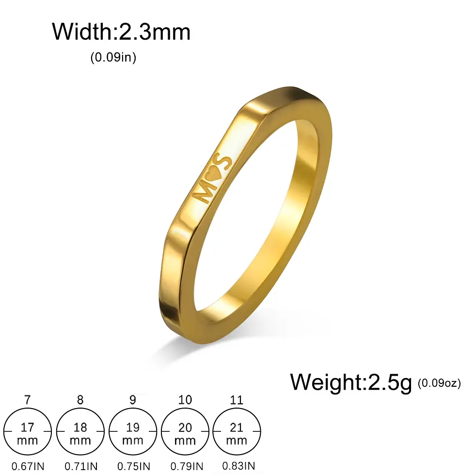 Thumbnail: Teamer Name Date Engraved Rings for Men Women Stainless Steel Couple Personalize