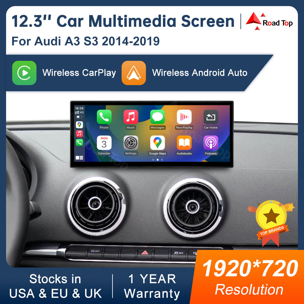 12.3 inch Touch Screen Multimedia Display For Audi A3 2014-2019 Airplay Miracast