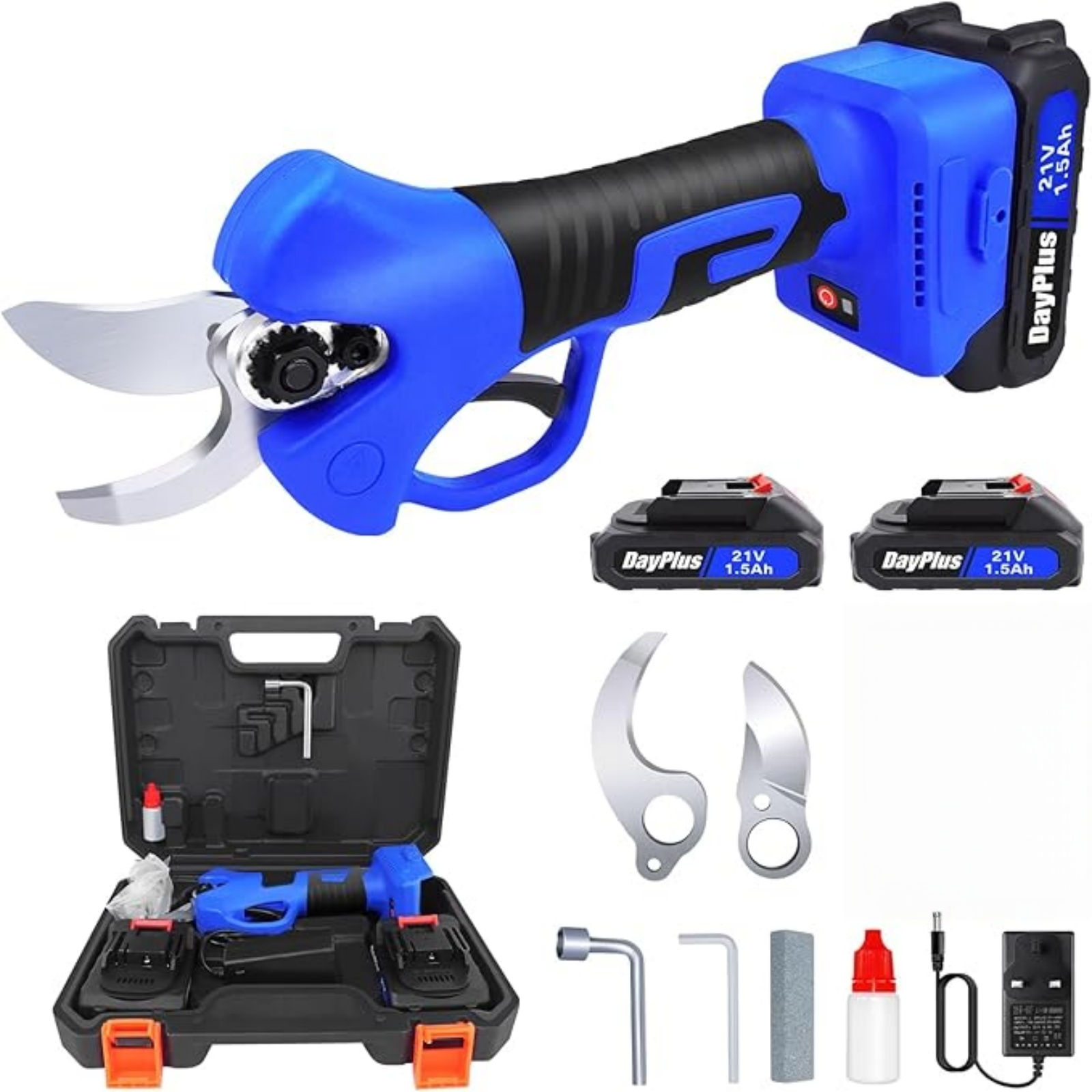21V Electric Secateurs Cordless Pruning Shears Battery Powered with 2Pack 1.5AH