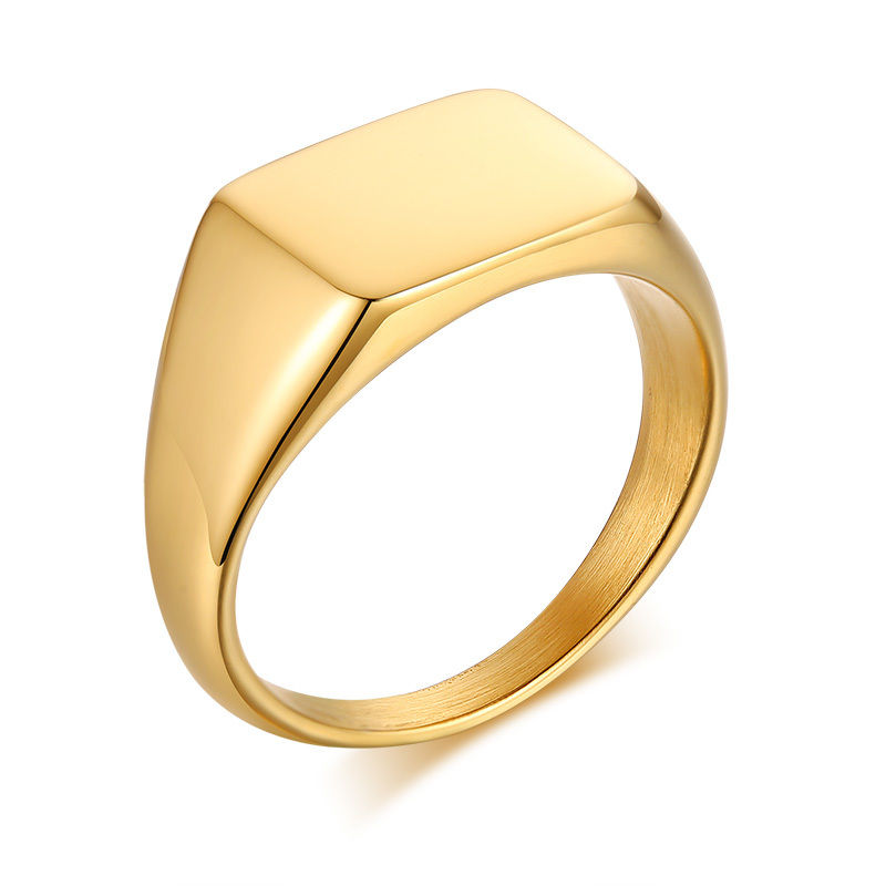 Thumbnail: Customized Women Signet Ring, Chunky Round Top Initial Letter Stamp, Stainless S