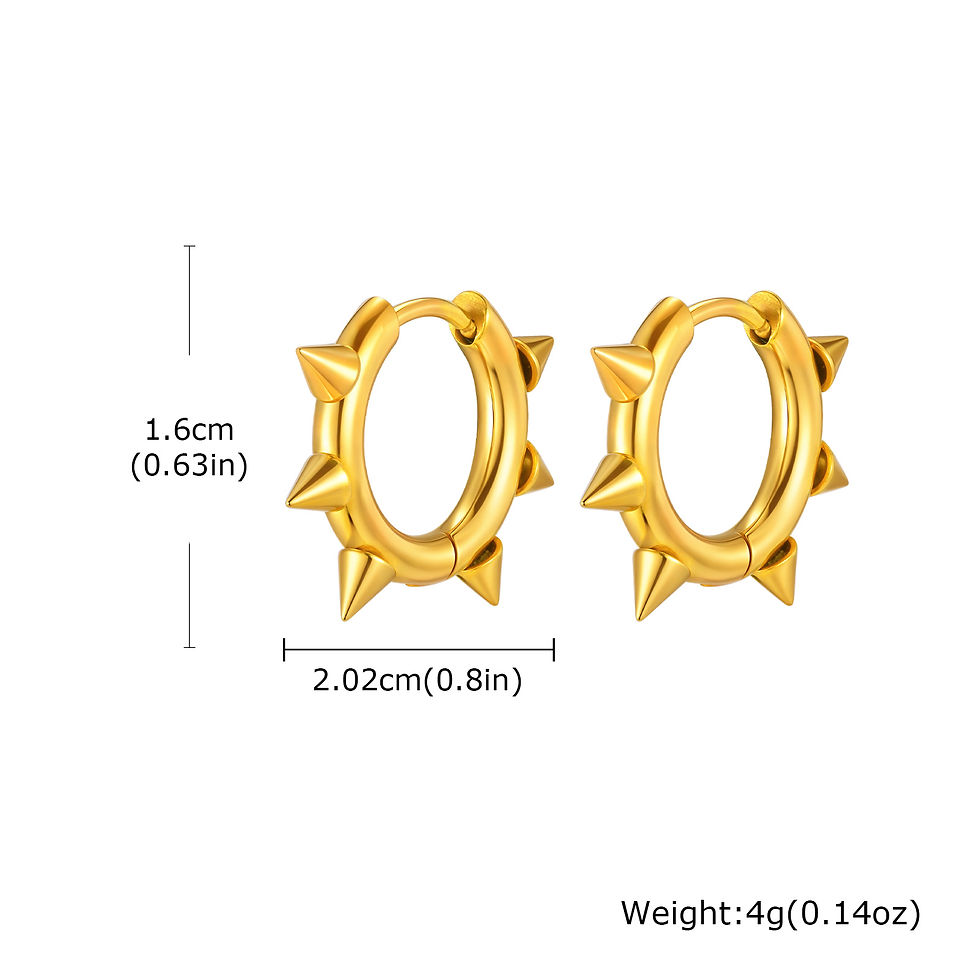 Thumbnail: Creative Gothic Punk Rivet Heart Hoop Earrings, Stainless Steel Geometric Pierci