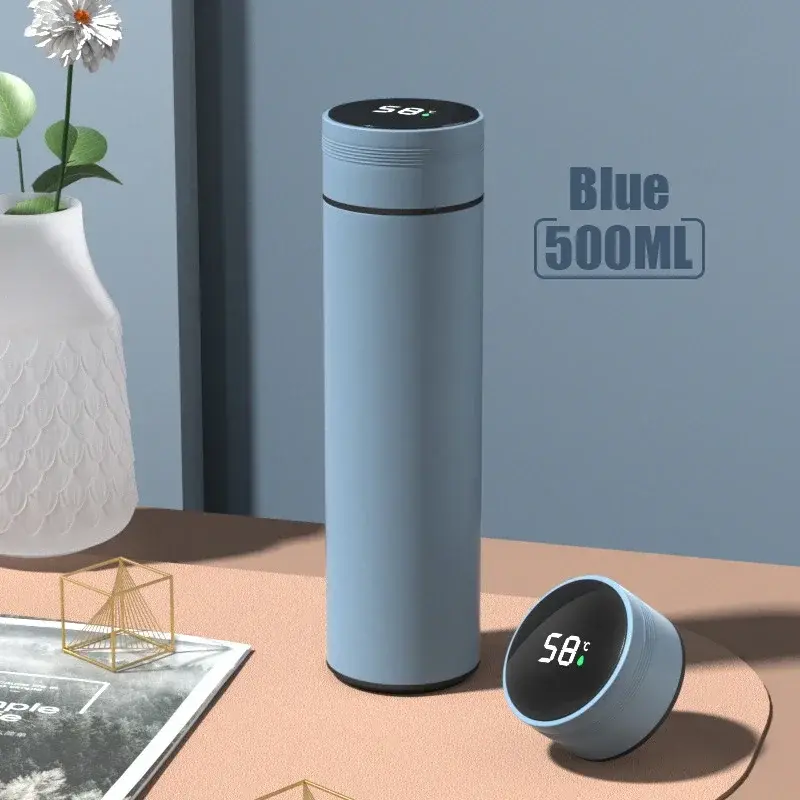 Thumbnail: 500ML Temperature Display Thermos Cup Stainless Steel Divided Thermos Bottle Out