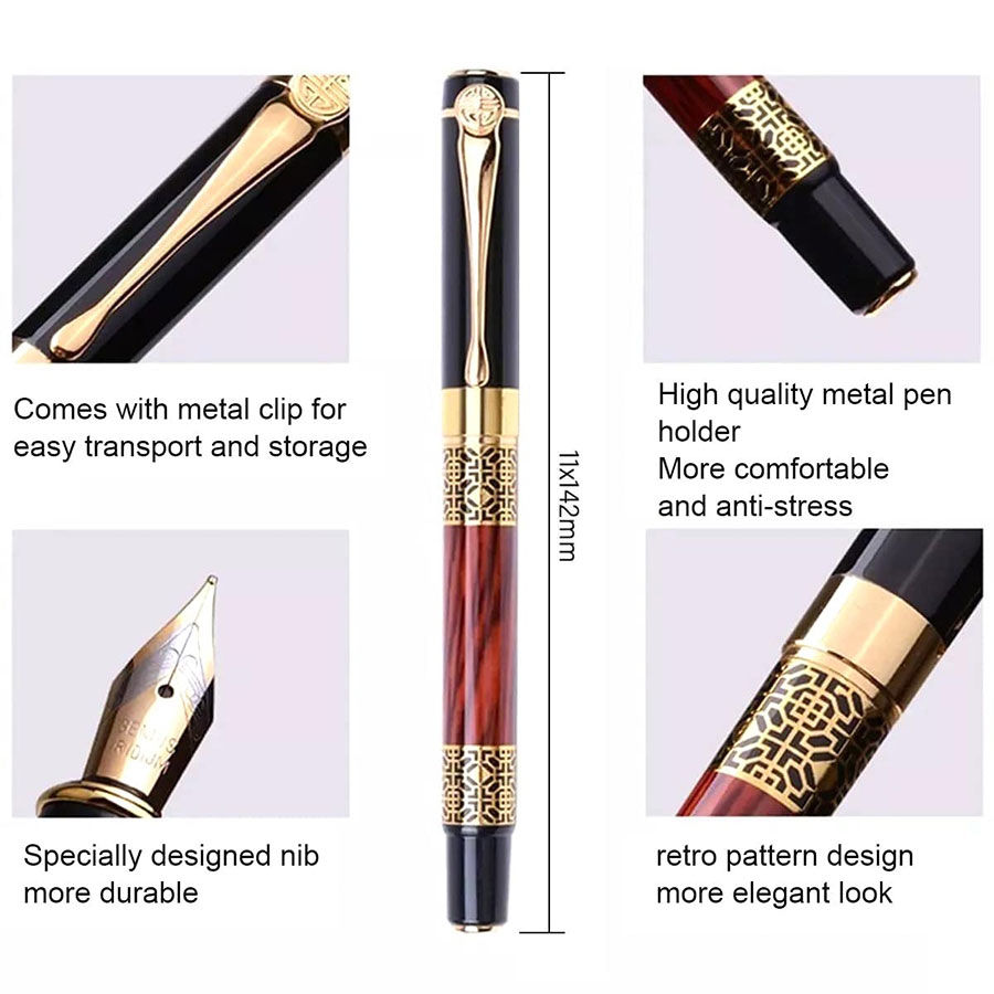 Thumbnail: 1-100Pcs/Set Retro Metal Fountain Pen Replaceable Ink Elegant Gift for Writing S