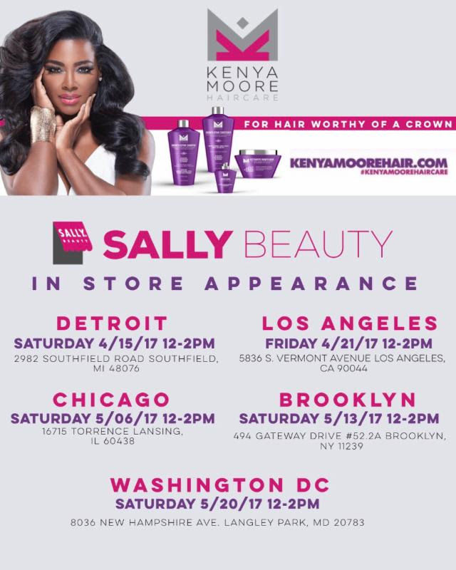 "KENYA MOORE HAIR CARE" AVAILABLE IN SALLY BEAUTY; MEET KENYA MOORE IN A SALLY BEAUTY NEAR