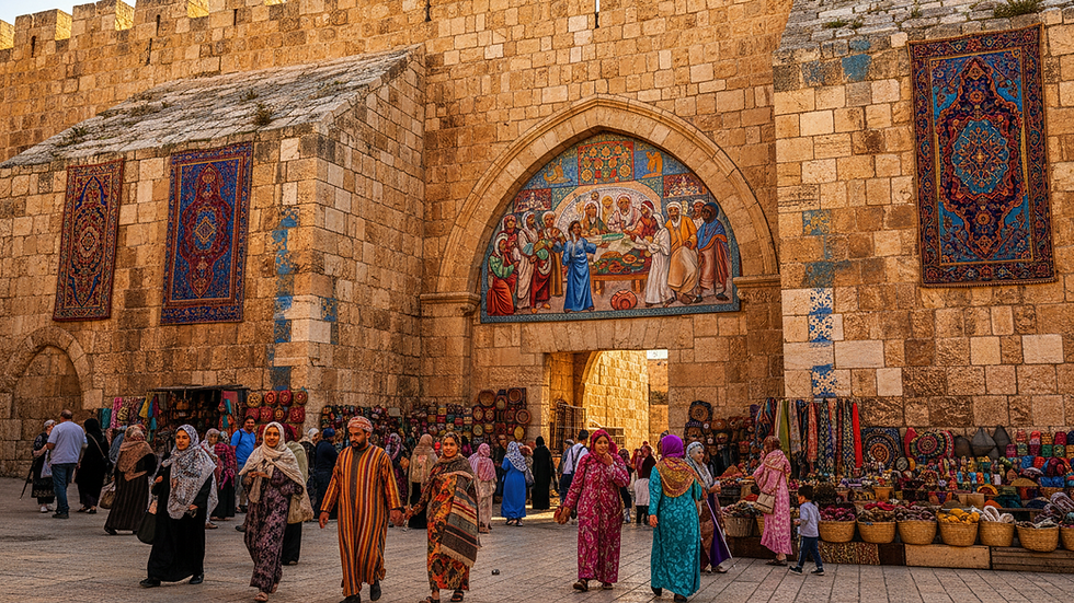 Eye-level view of ancient stone walls in Jerusalem