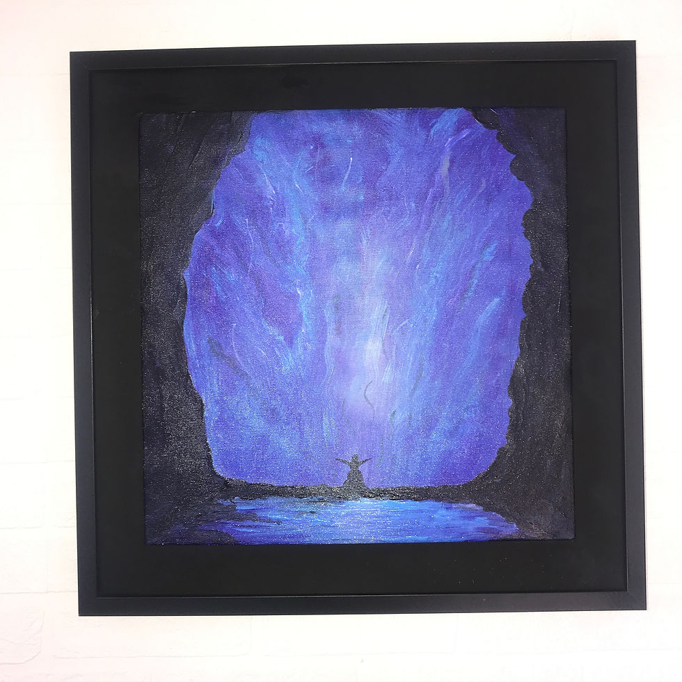 Thumbnail: ON THE EDGE OF THE WORLD 1-50X50cms-Original unique painting.Framed