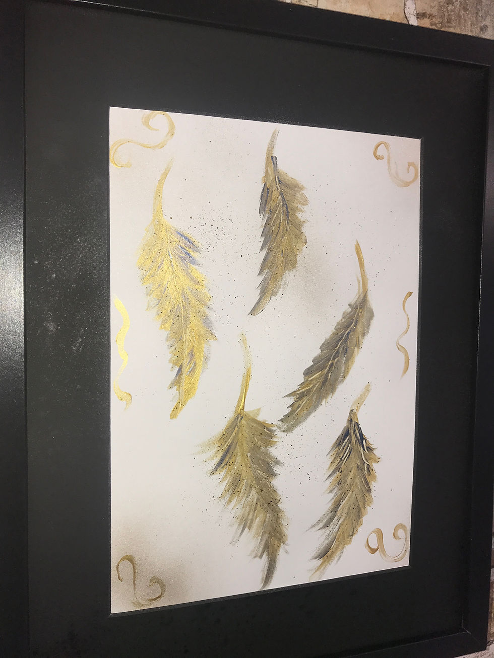 Thumbnail: 5 GOLD GLITTER FEATHER 43x33cms