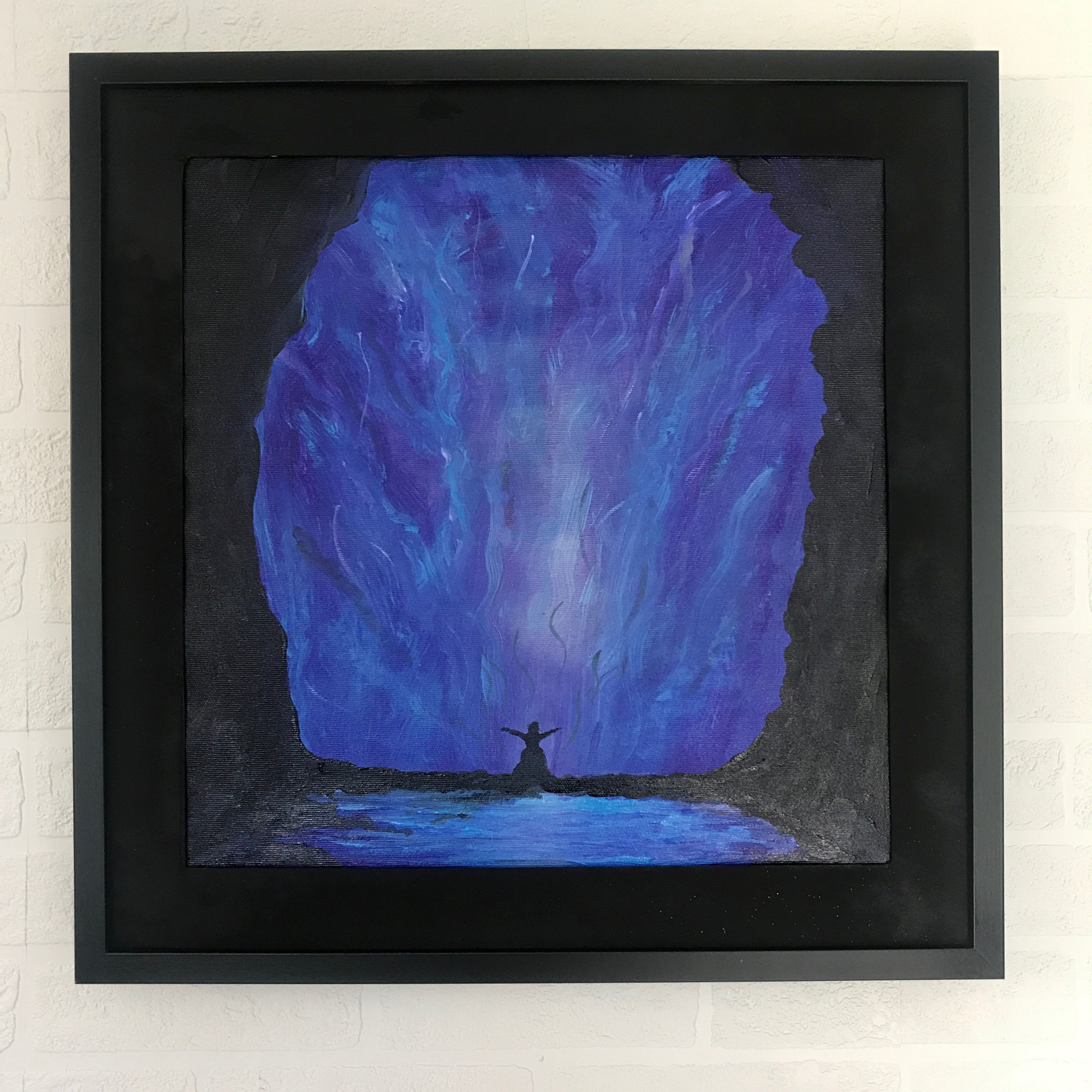 ON THE EDGE OF THE WORLD 1-50X50cms-Original unique painting.Framed