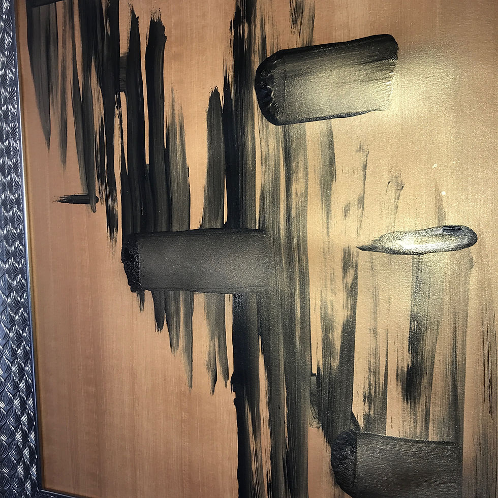 Thumbnail: AB'HAMMER CITY 1-cms-Original Unique painting.FRAMED