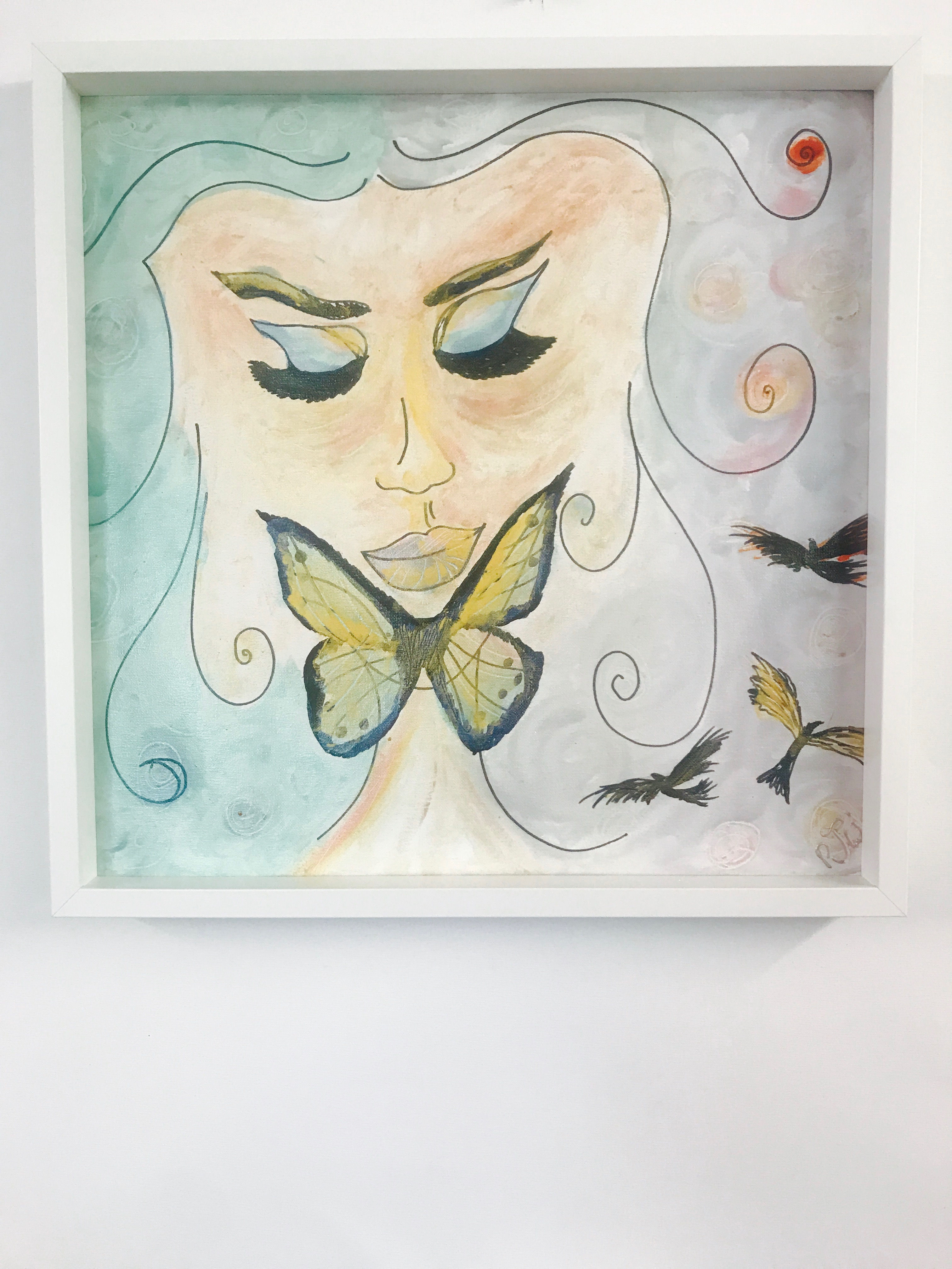 BUTTERFLY LADY IN OIL.1-ORIGINAL PAINTING-50X50CMS