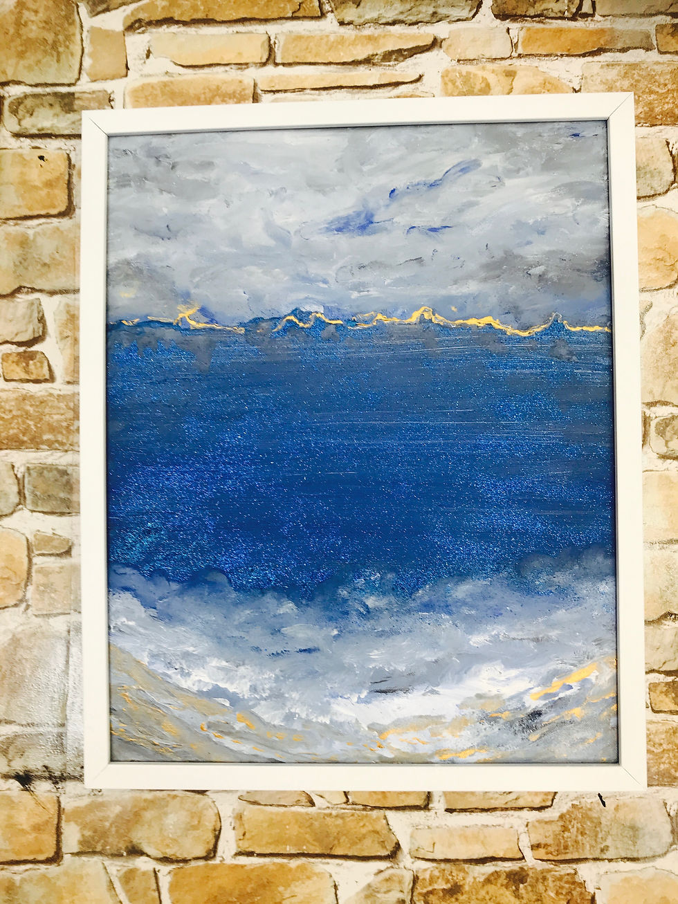 Thumbnail: SHIMMERING SEA 1-53X43 cms ACRYLIC AND METALLIC PAINT.