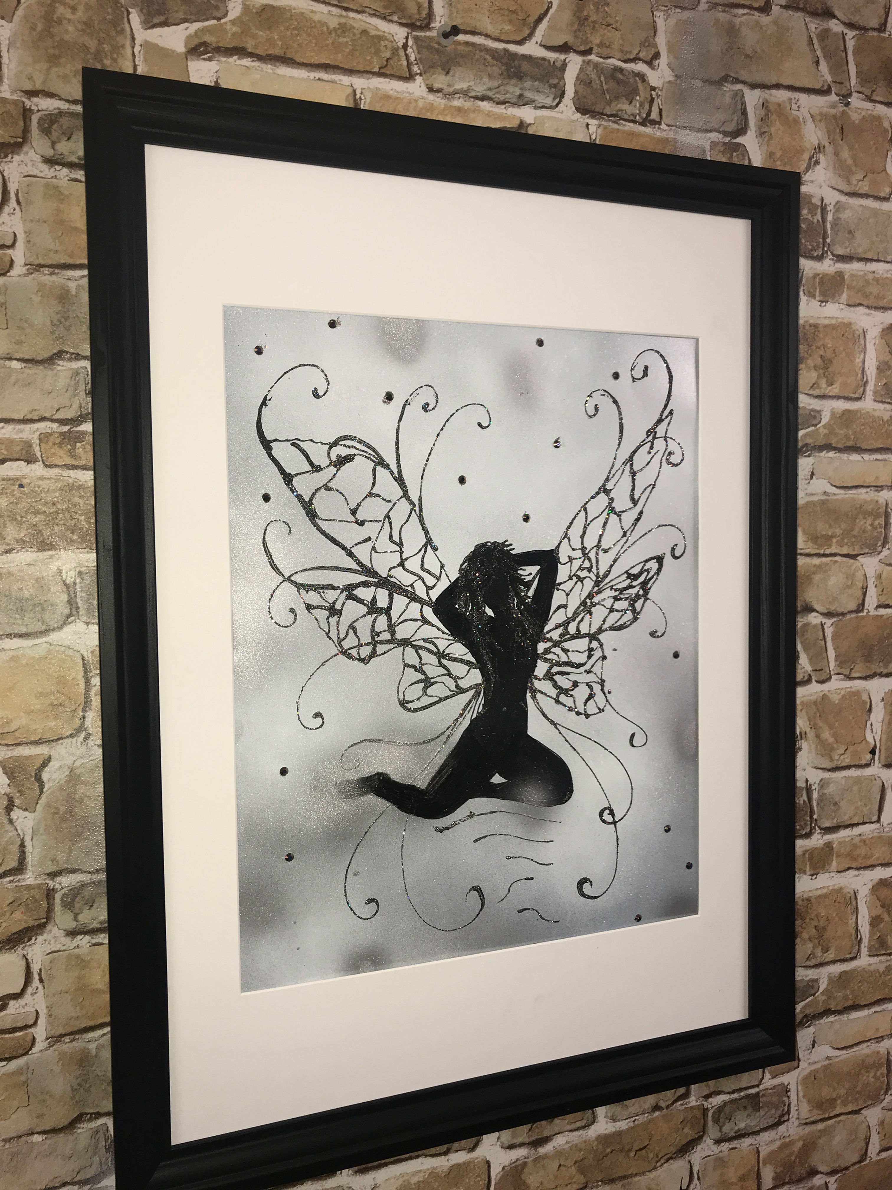 SILVER SPRAYED FAIRY 2-77x57cms in frame