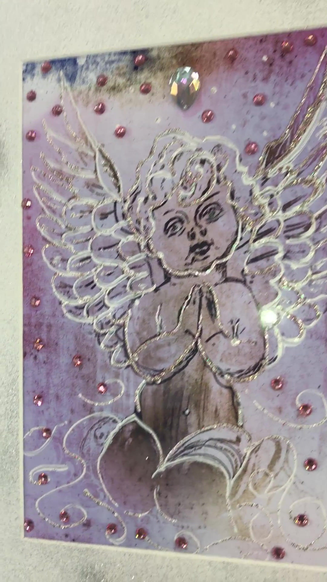 Pink cherub....43x33cms in frame