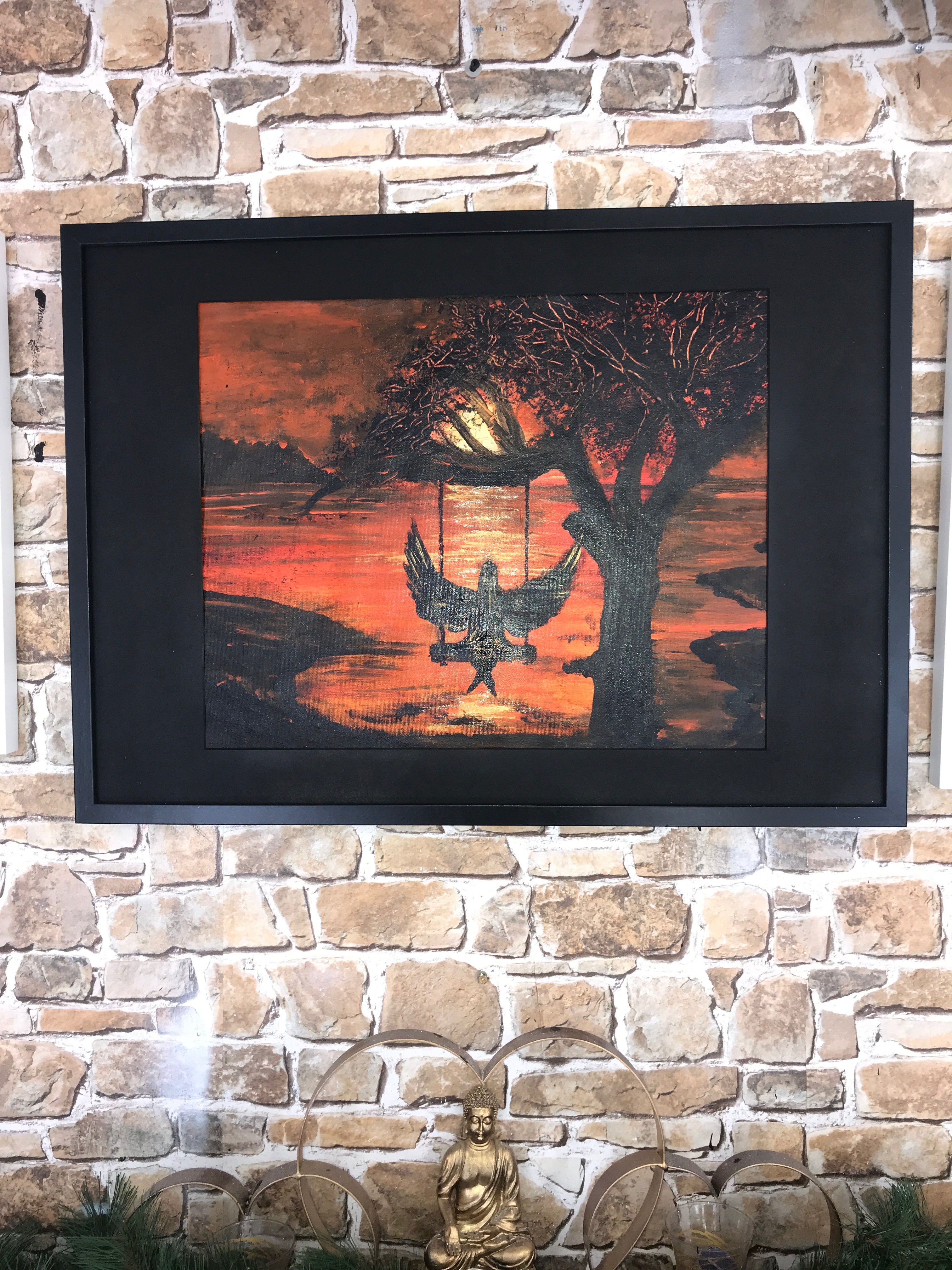 WHERE ANGELS WANT TO REST 1 ORIG PAINTING canvas 73X53cms FRAMED