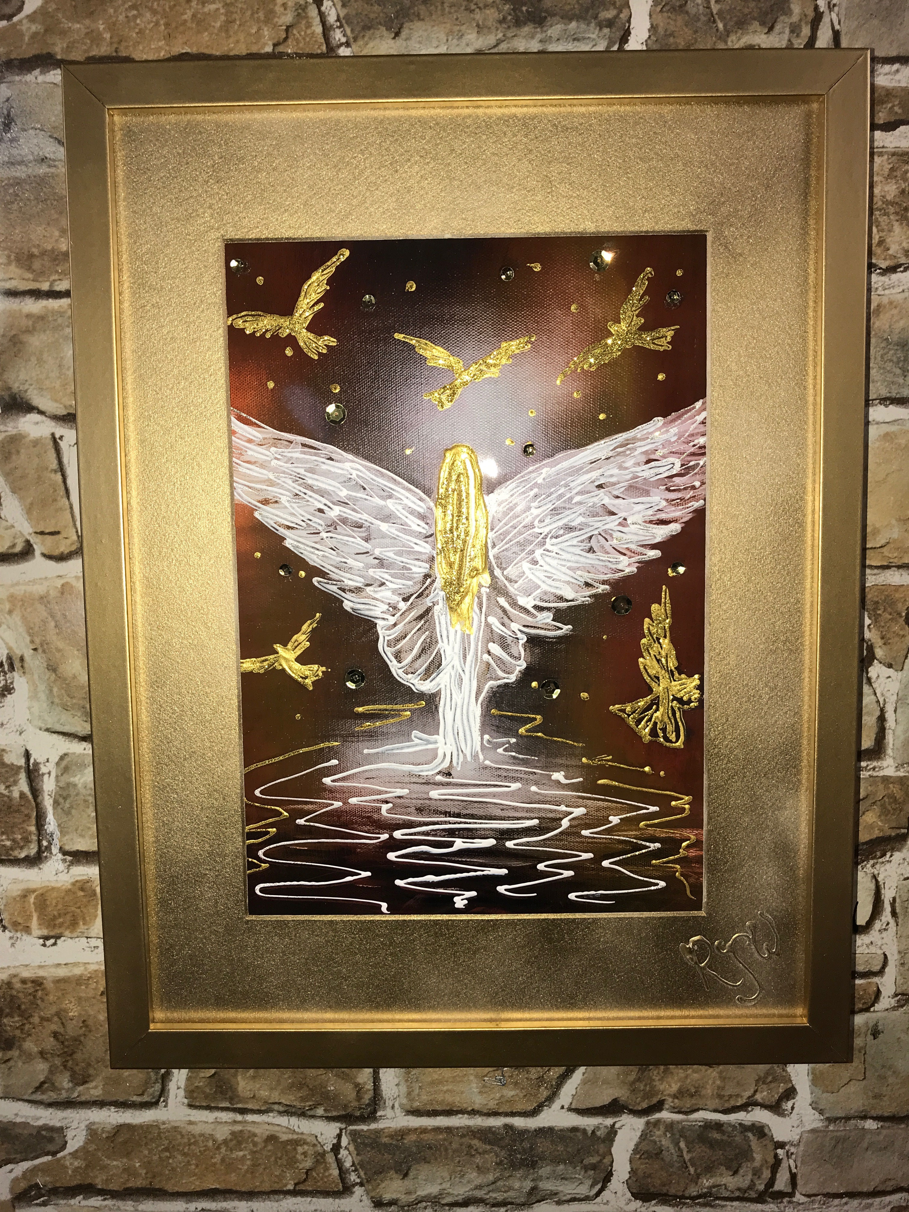 ALL GOLD BROWN RISING 1..43x33cms in frame