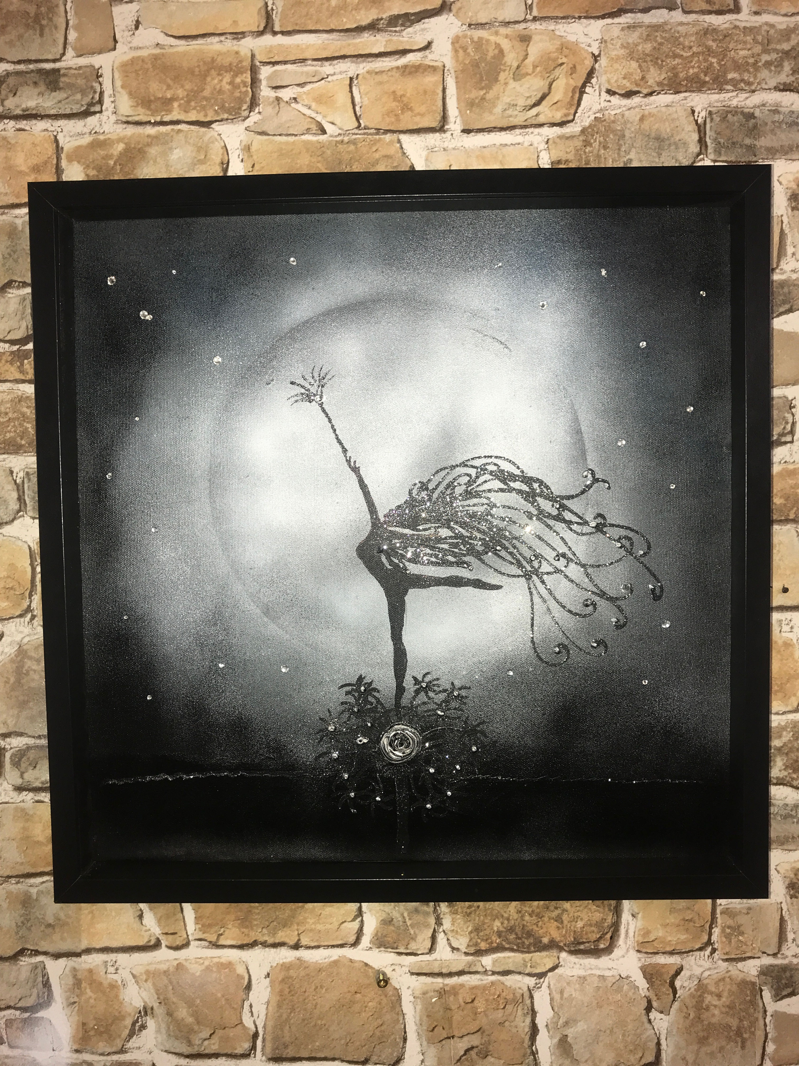 Moon fairy B/W 5-50x50cms in Deep box frame