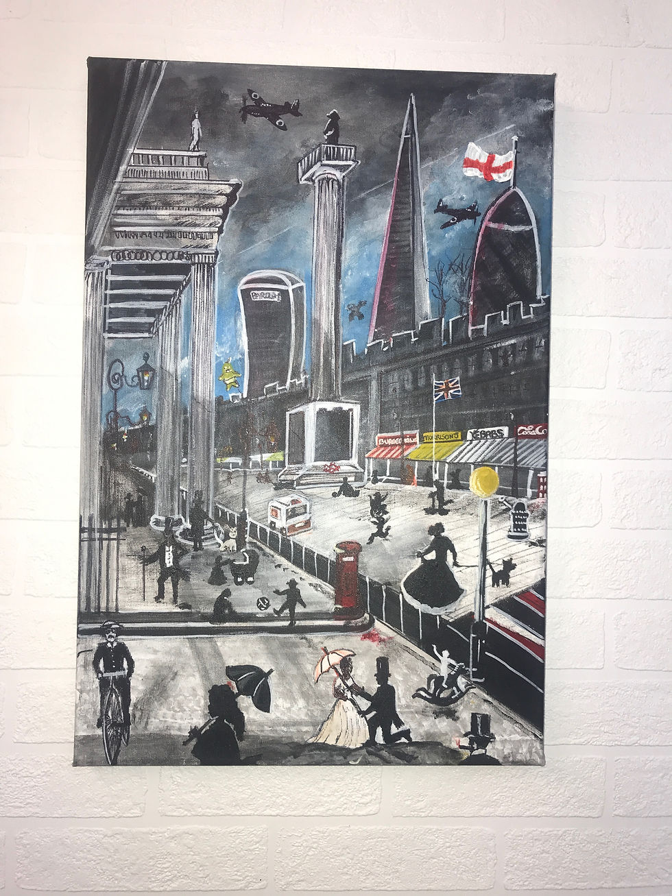 Thumbnail: LONDON=NELSON1-THEN AND NOW-60X40CMS ACRYLIC ORIGINAL