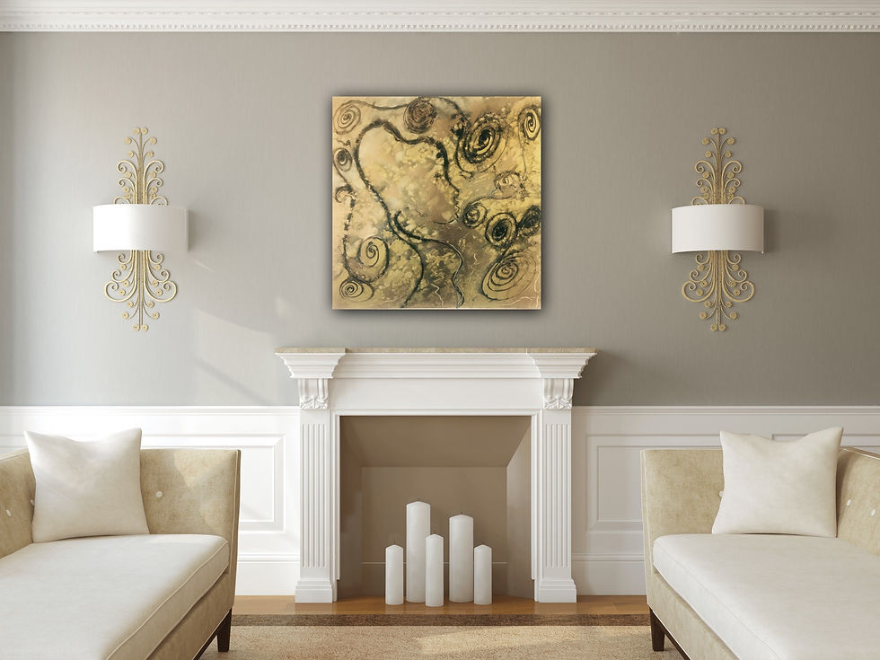Thumbnail: Vortice Dorato Del Viso-one-58x58x5cms canvas ORIGINAL UNIQUE PAINTING