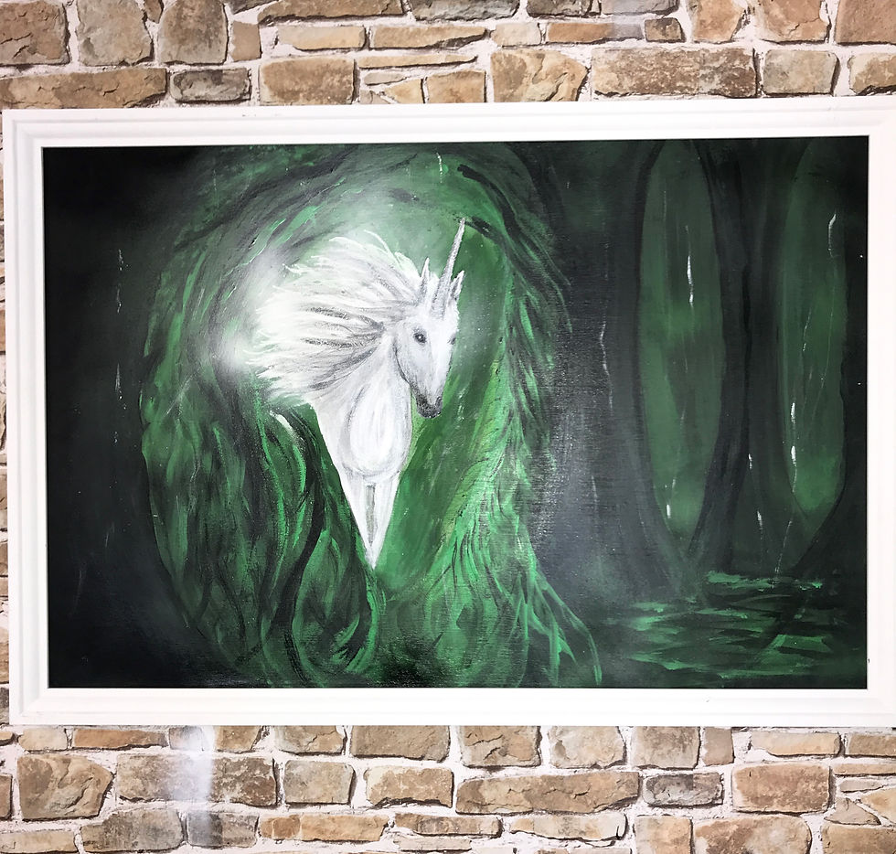 Thumbnail: GREEN FOREST UNICORN 1 ACRYLIC ORIGINAL  98x68cms