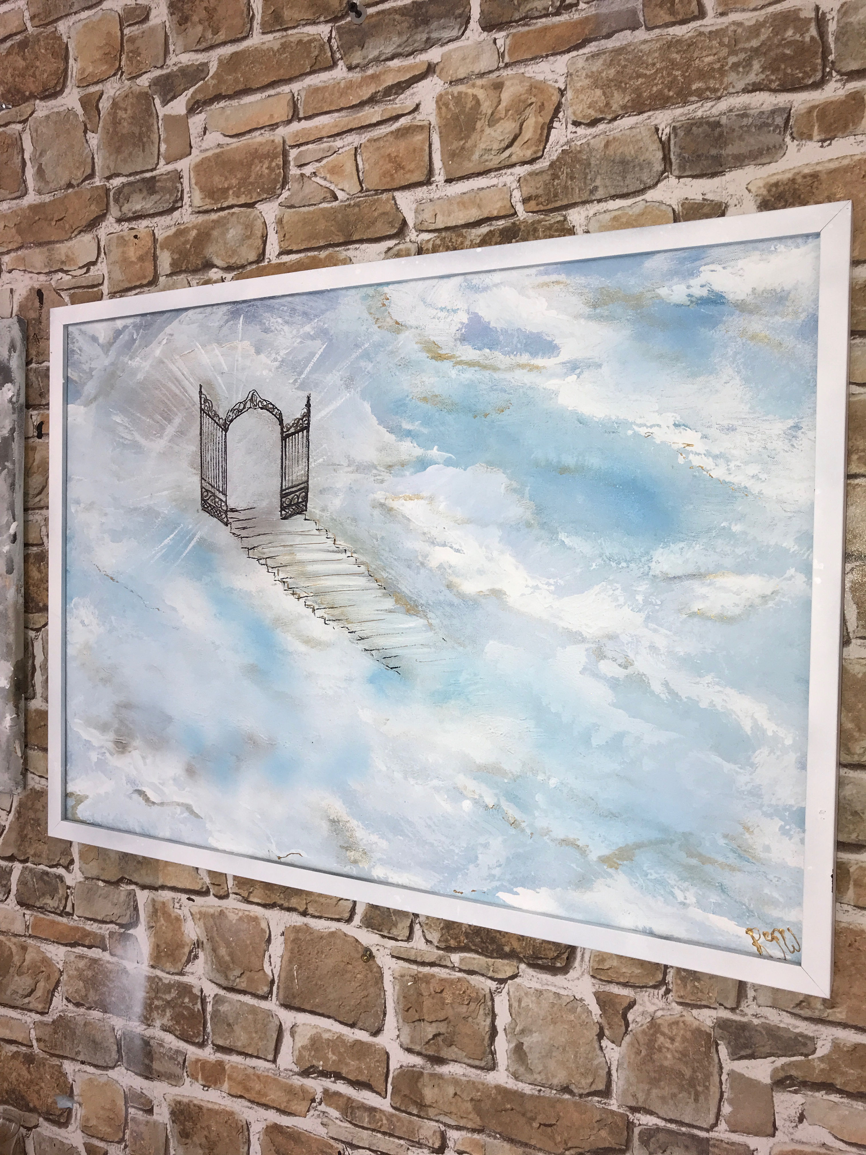 STAIRWAY TO THE HEAVENS 1-73X53 cms ACRYLIC AND METALLIC PAINT.