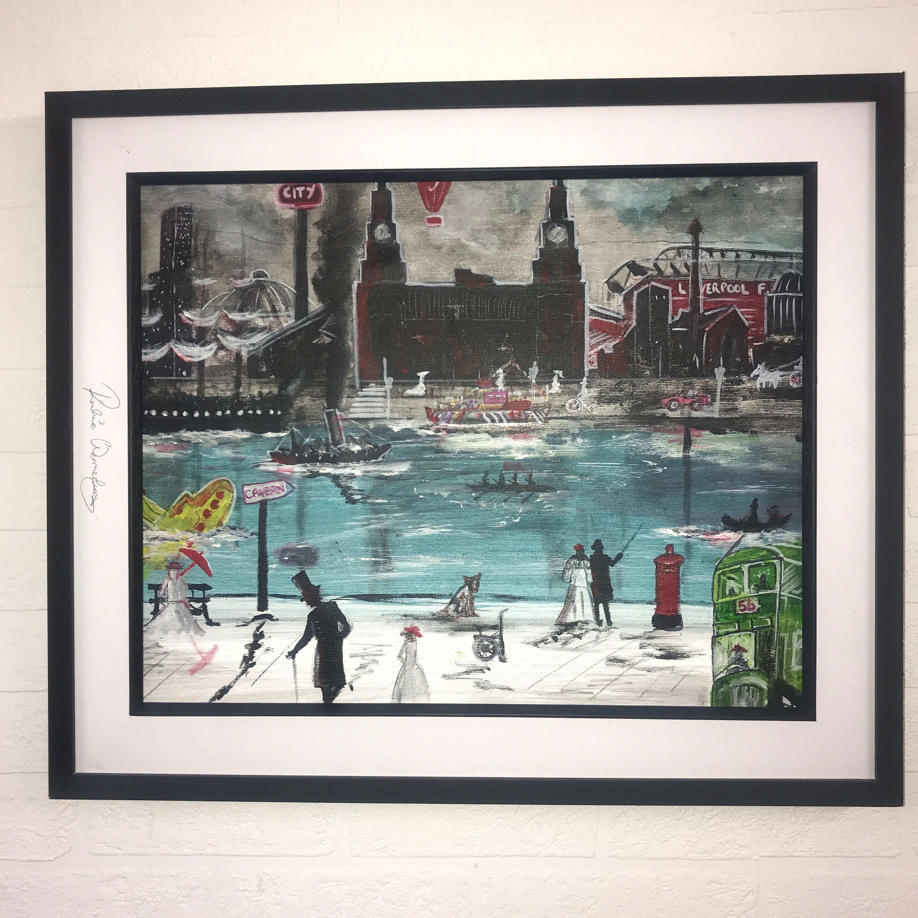 LIVERPOOL-THEN AND NOW-MERS-MILLENNIUM BRIDGE-63X53CMS ACRYLIC ORIGINAL