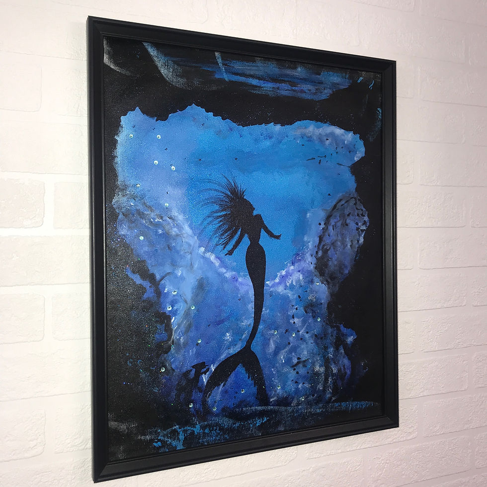 Thumbnail: UNDER THE SEA MERMAID BLUE =21original 'acrylic painting 50x40cms FRAMED
