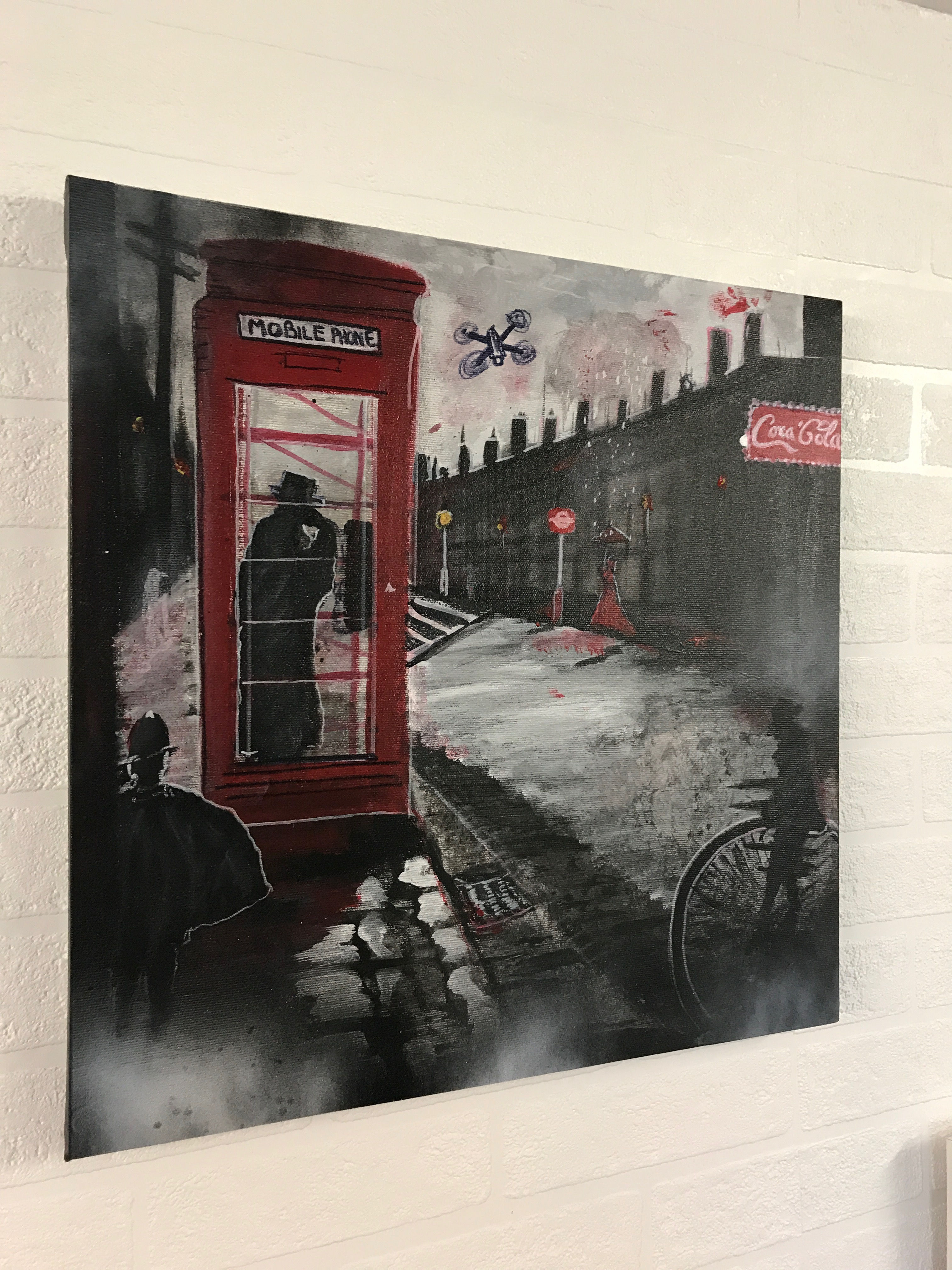 THEN AND NOW2-STREET--46X46CMS ACRYLIC ORIGINAL