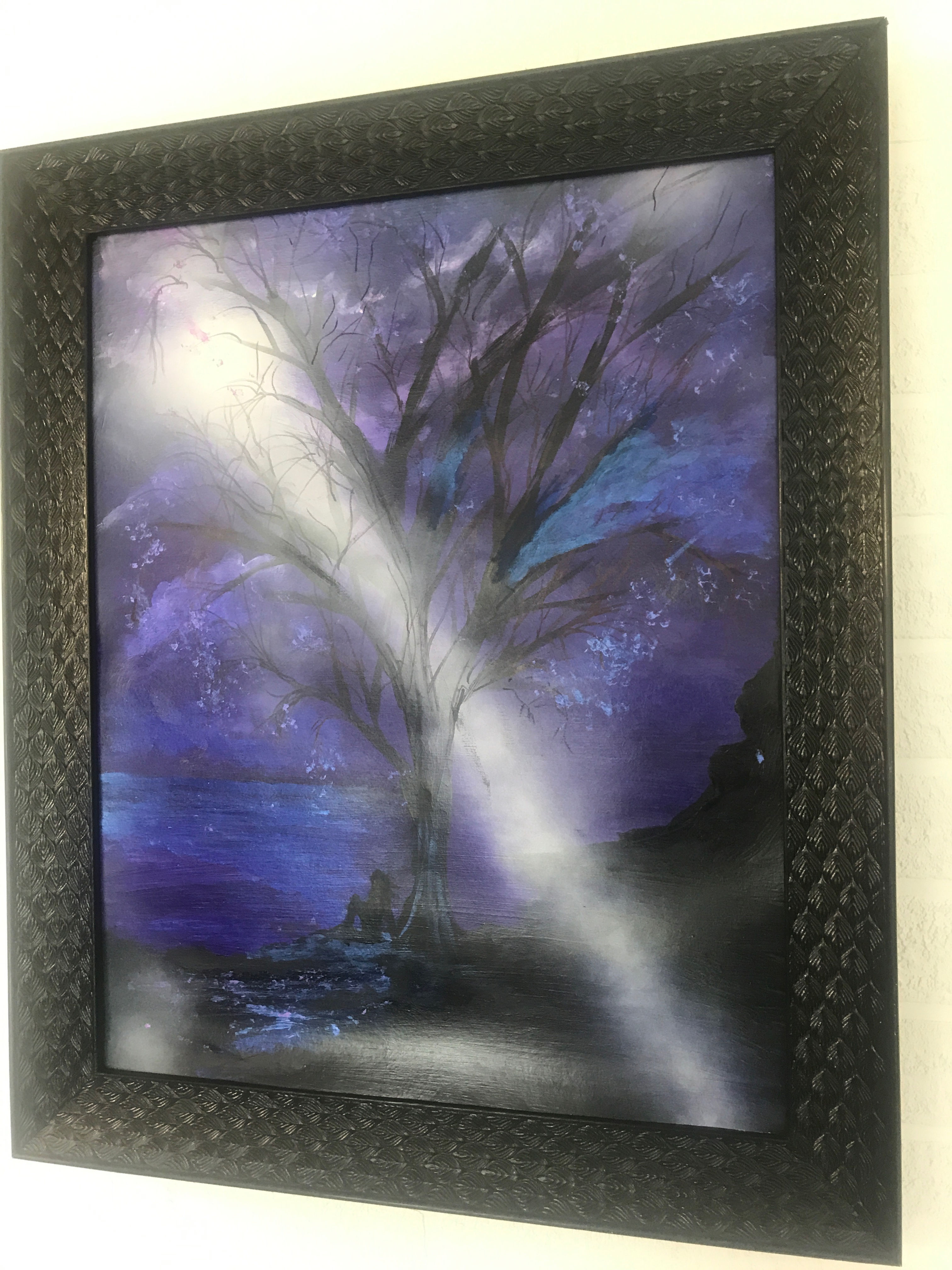ME TIME DARK NIGHT PURPLE SKY 1- I- 2-ORIGINAL UNIQUE PAINTING 60X50cms Acrylic