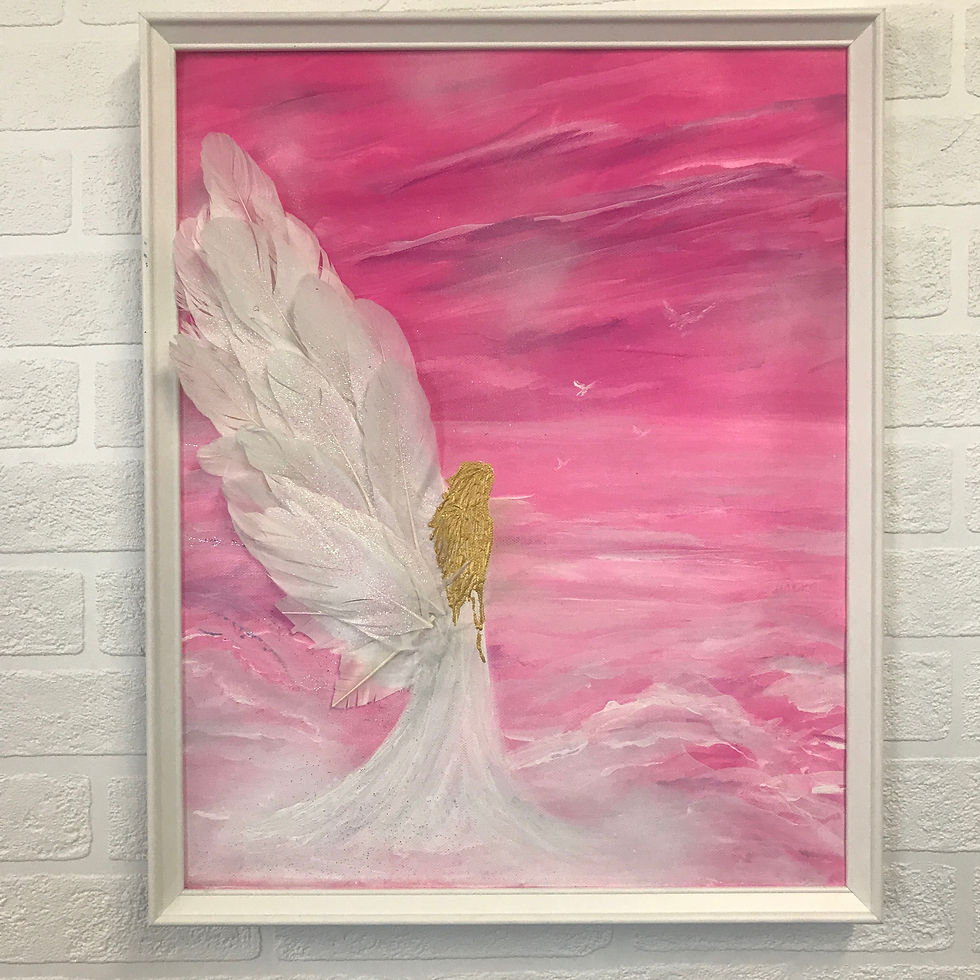 Thumbnail: VIEW FROM HEAVEN PINKY 21original 'acrylic painting 50x40cms FRAMED