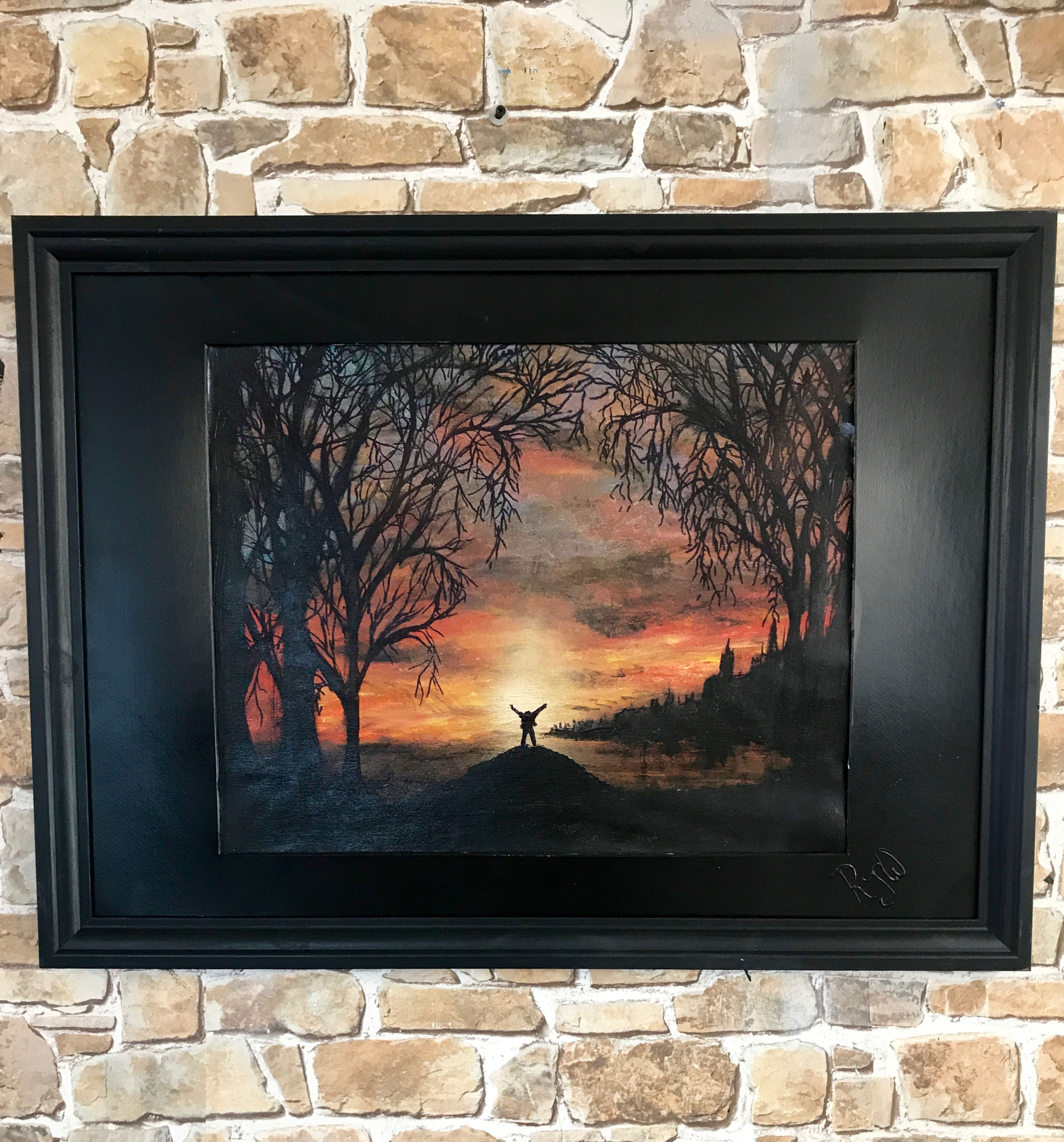MY FAVOURITE HILL ONE-77X57cms ACRYLIC ORIGINAL PAINTING.in frame