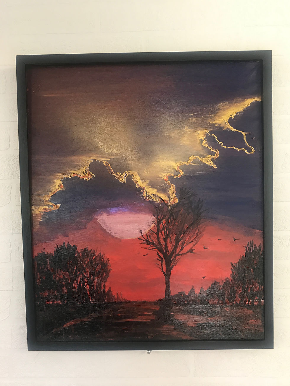 Thumbnail: GOLDEN PURPLE SKIES 1-63X53x3cms original 'acrylic painting