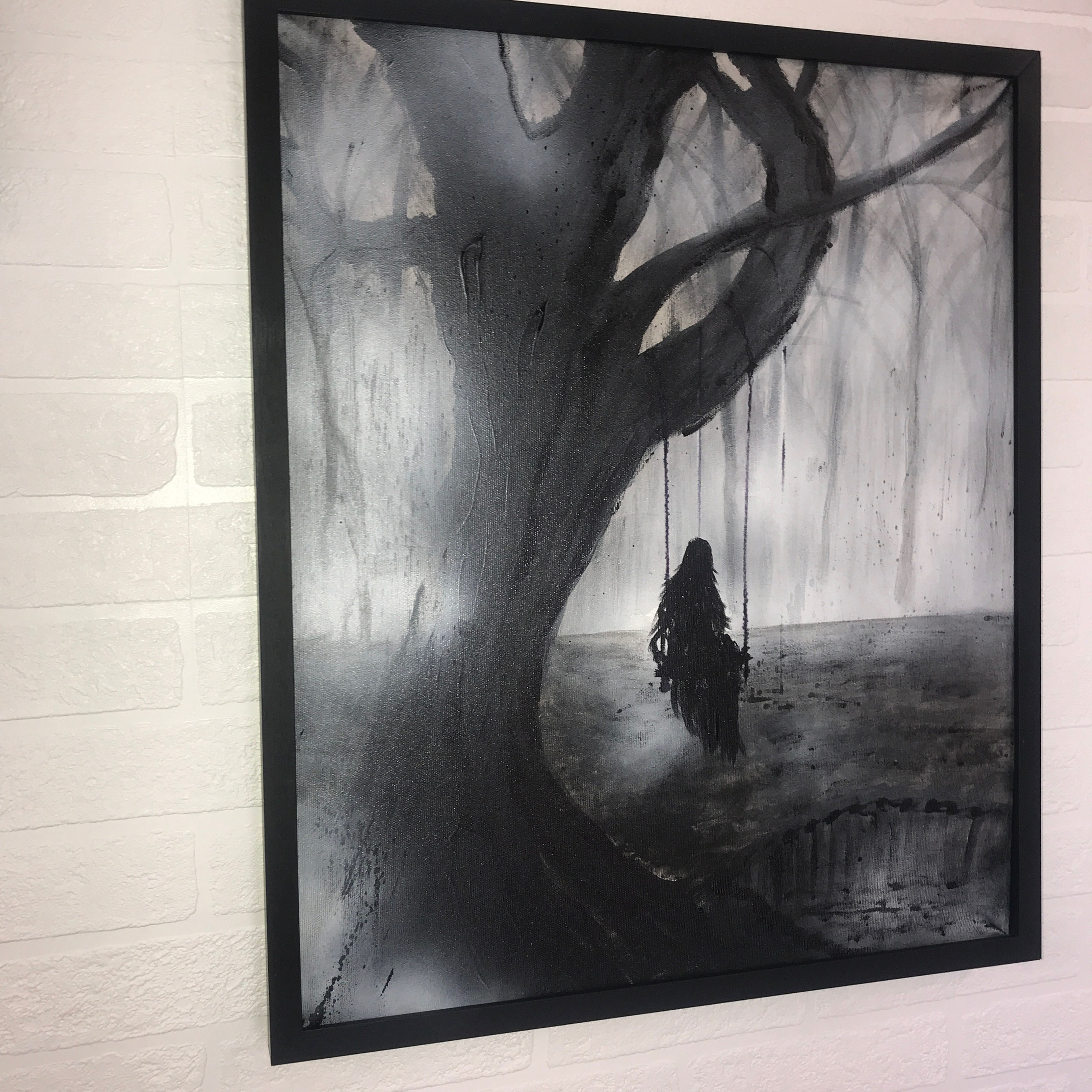 ME TIME B/W SWING 1=63X53CMS original 'acrylic painting