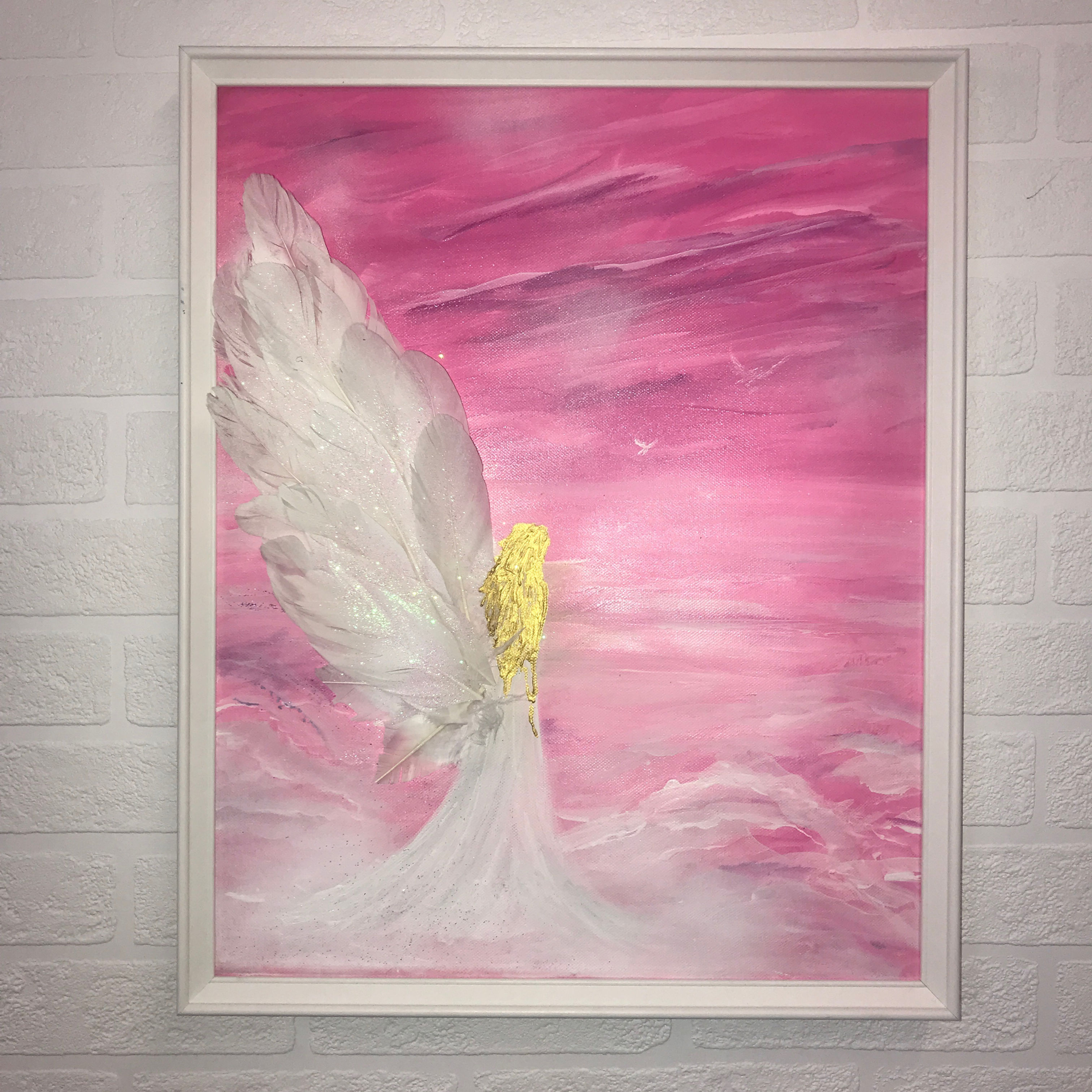 VIEW FROM HEAVEN PINKY 21original 'acrylic painting 50x40cms FRAMED