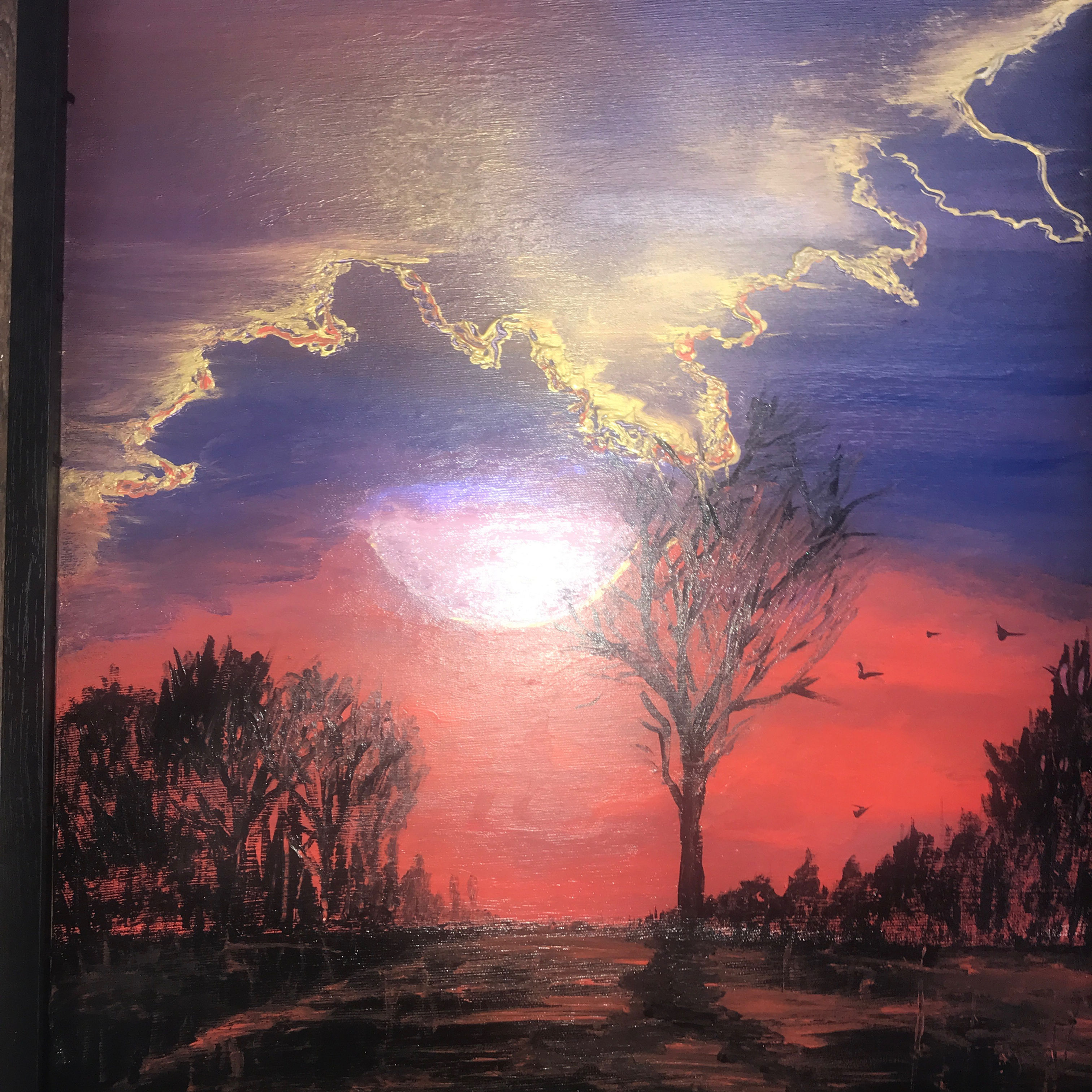 GOLDEN PURPLE SKIES 1-63X53x3cms original 'acrylic painting
